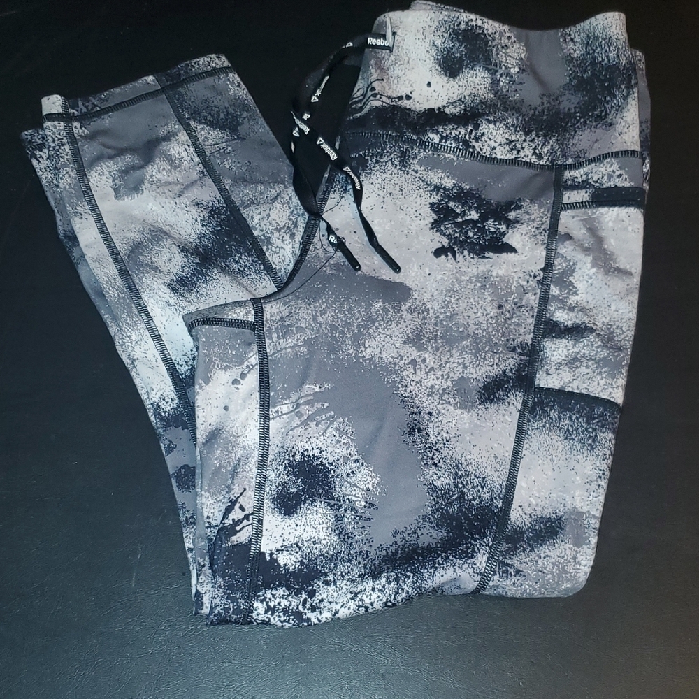 Reebok Black and Gray Athletic Leggings